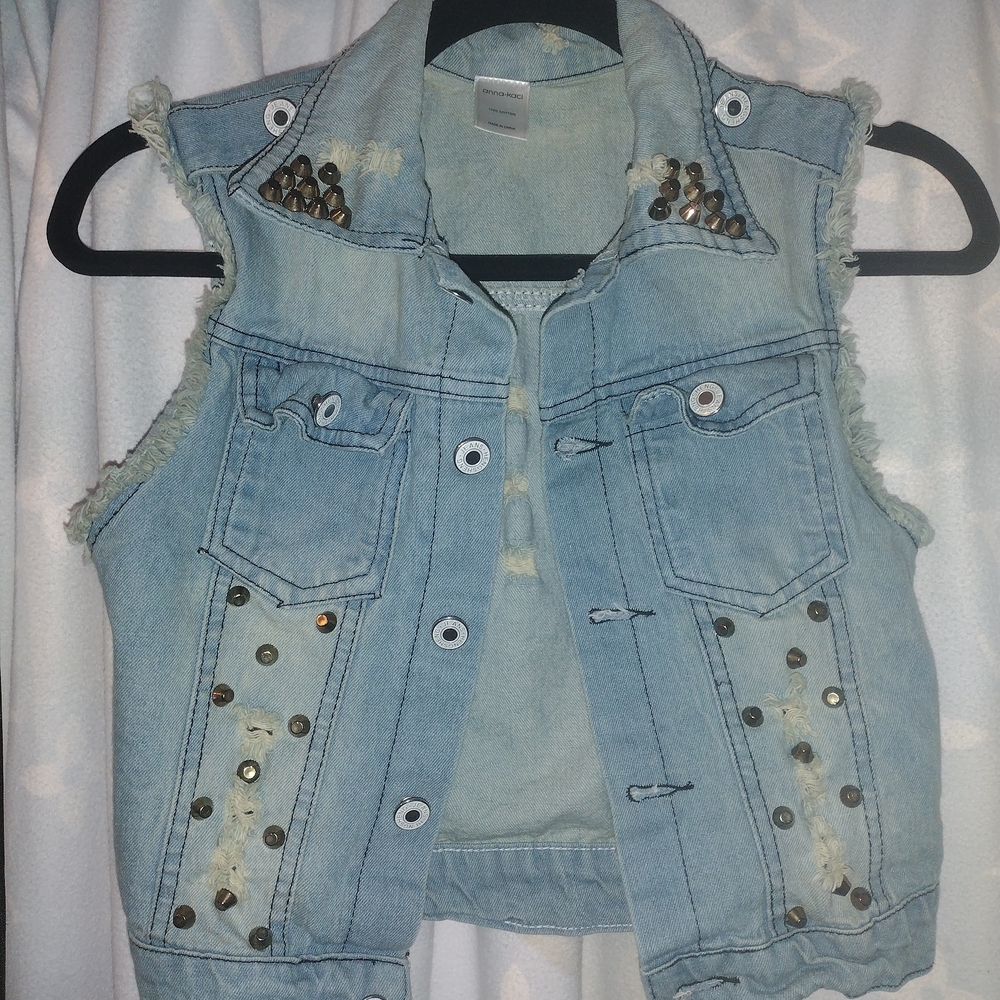 Studded Jean Denim Vest